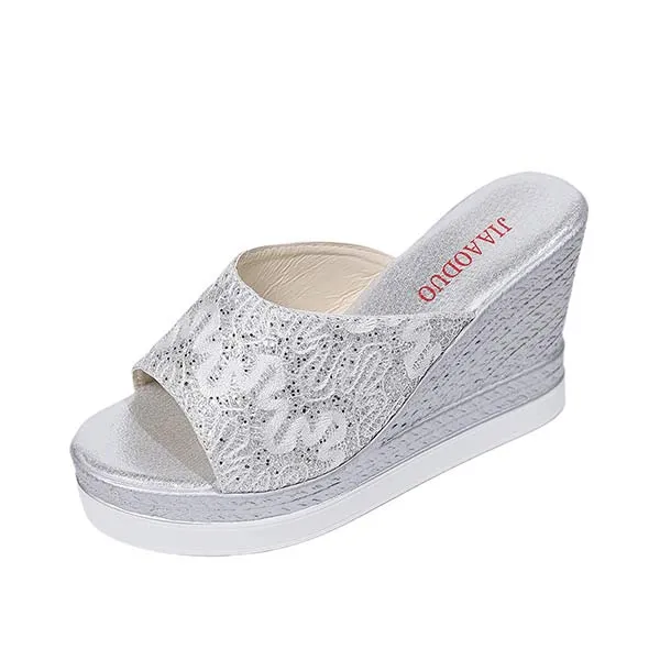 Women's Peep-Toe Platform Wedge Slide Sandals 53368724C