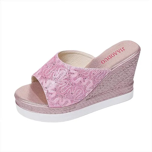 Women's Peep-Toe Platform Wedge Slide Sandals 53368724C