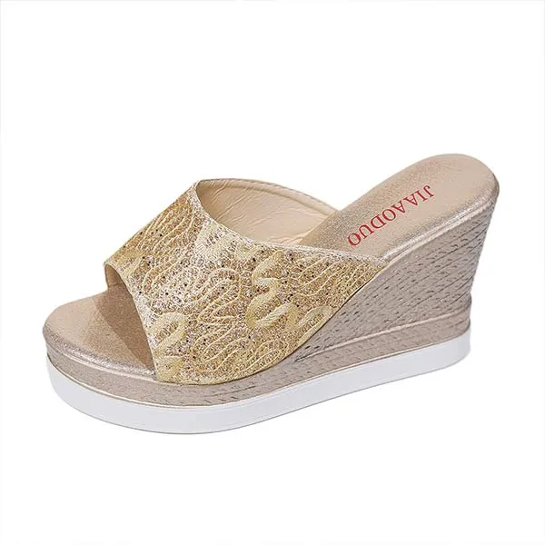 Women's Peep-Toe Platform Wedge Slide Sandals 53368724C