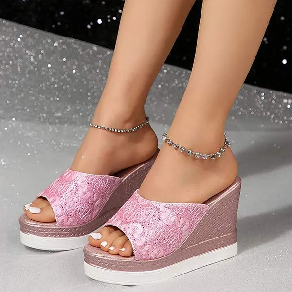 Women's Peep-Toe Platform Wedge Slide Sandals 53368724C